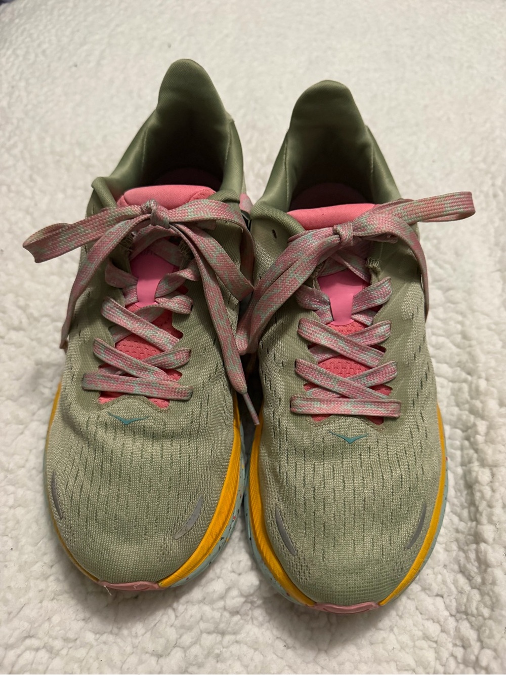 Hoka FP Movement Clifton 8 Women's Light Green and Pink Running Shoes